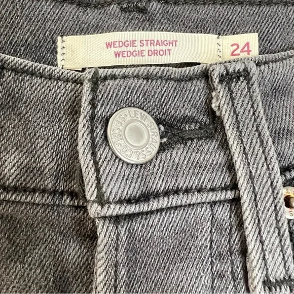 Levis Wedgie straight high rise grey jeans 24 - Picture 11 of 15
